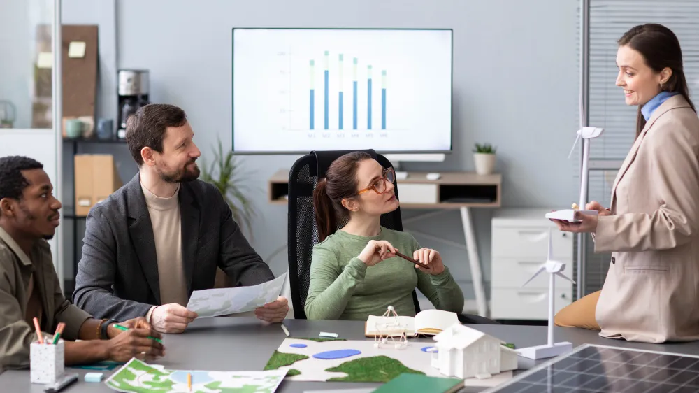 Consultants reviewing a European investment strategy